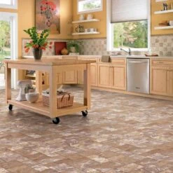 Congoleum ArmorCore Terrace Paver 12-ft W Cut-to-Length Pale Smoke Stone Look Low-Gloss Finish Sheet Vinyl