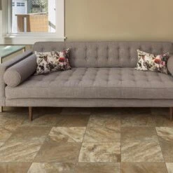 Congoleum ArmorCore Pro Valley Path 12-ft W Cut-to-Length Sandy Brown Stone Look Low-Gloss Finish Sheet Vinyl