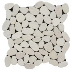 12 In. X 12 In. White Honed Sliced Pebble Floor And Wall Tile (5.0 Sq. Ft. / Case)