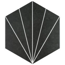 Merola Tile Aster Hex Nero Encaustic 8-5/8 In. X 9-7/8 In. Porcelain Floor And Wall Tile (11.56 Sq. Ft. / Case)