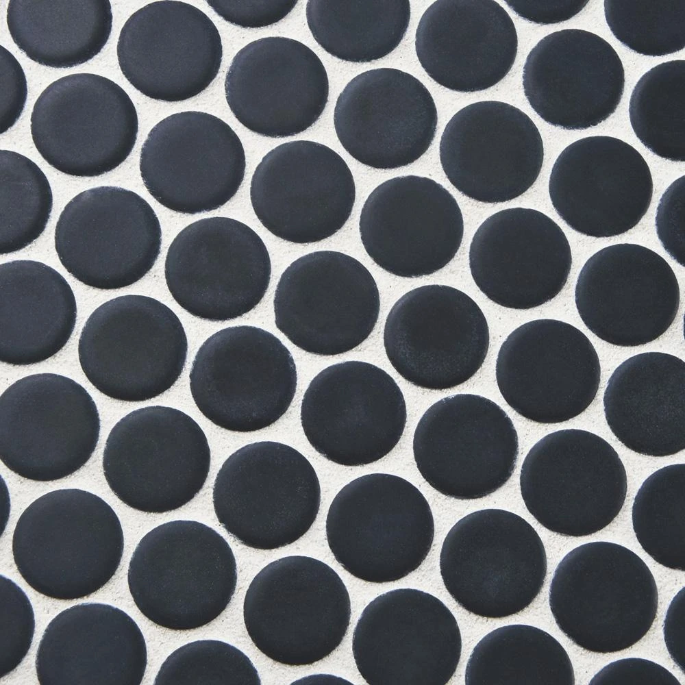 Merola Tile Hudson Penny Round Matte Black 12 In. X 12-5/8 In. X 5 Mm Porcelain Mosaic Tile (10.74 Sq. Ft. / Case) 6 Merola Tile Hudson Penny Round Matte Black 12 In. X 12-5/8 In. X 5 Mm Porcelain Mosaic Tile (10.74 Sq. Ft. / Case) - Image 4