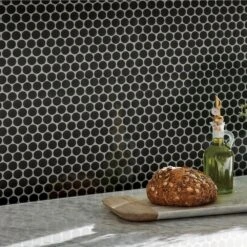 MSI Penny Round Nero 12.32 In. X 11.38 In. X 6mm Matte Porcelain Mesh-Mounted Mosaic Tile (14.4 Sq. Ft./case) -Home Flooring Store 308f637f3845b136e62fc61503bb1cc6 1800x1800