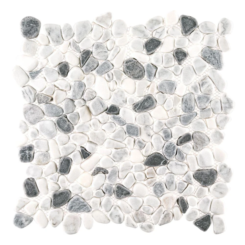 Jeffrey Court Carrara River Rocks 11.625 In. X 11.625 In. X 10.5 Mm Marble Mosaic Floor And Wall Tile 5 Jeffrey Court Carrara River Rocks 11.625 In. X 11.625 In. X 10.5 Mm Marble Mosaic Floor And Wall Tile - Image 3