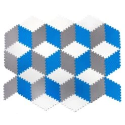 Tadpoles 36 Piece Rhombus Foam Play Mat Set, Blue/White/Grey