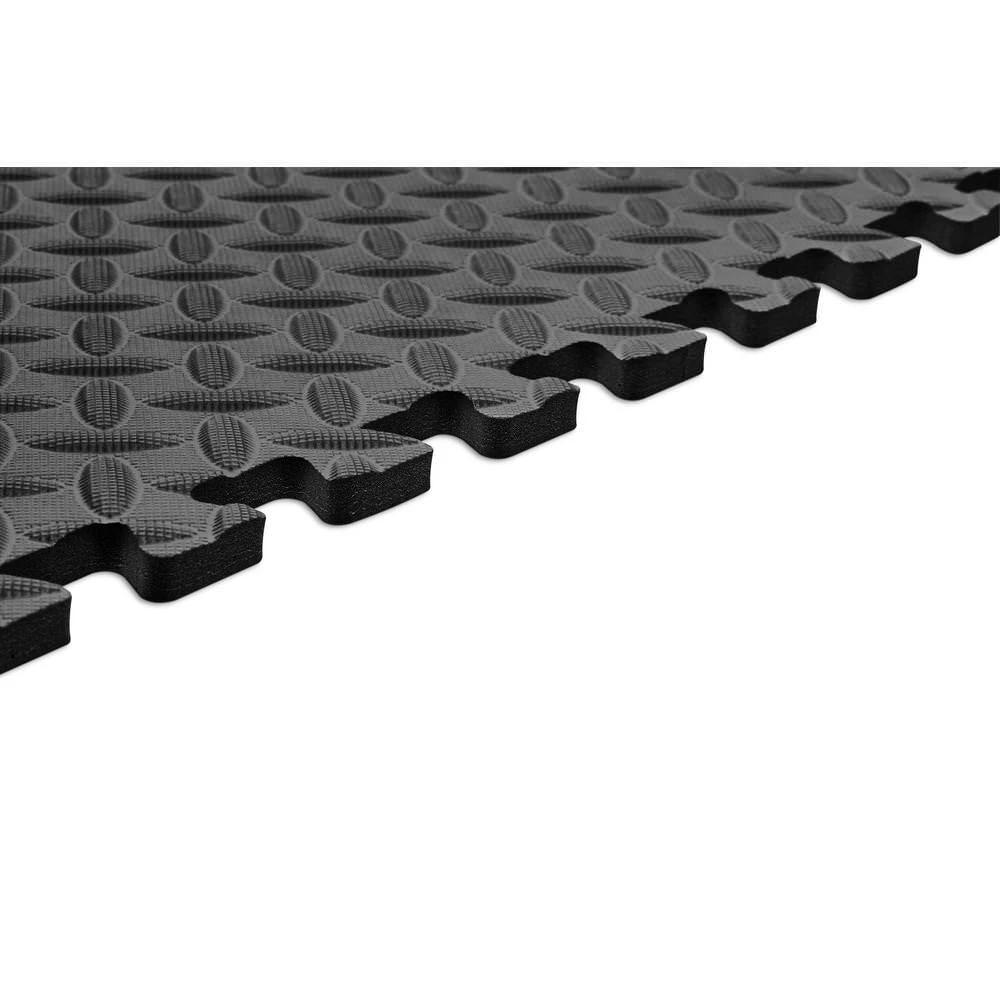 Norsk Black 24 In. X 24 In. EVA Foam Solid Color Diamond Plate Interlocking Tile (36-Tile) 5 Norsk Black 24 In. X 24 In. EVA Foam Solid Color Diamond Plate Interlocking Tile (36-Tile) - Image 3
