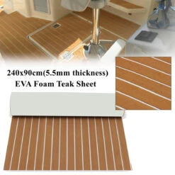 GENERIC 1Pcs 95'' X 35'' Marine Boat Sheet Teak Decking Boat Flooring Mats Yacht Flooring EVA Foam Floor Sheet Non-Skid Self-Adhesive Sea Deck , 5.5mm Thickness