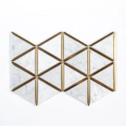Jeff Lewis Larchmont Metallic 8.5 In. X 14.5 In. X 8 Mm Geometric Marble With Metal Mosaic Tile