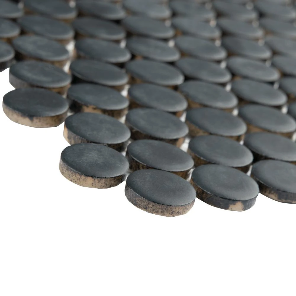 Merola Tile Hudson Penny Round Matte Black 12 In. X 12-5/8 In. X 5 Mm Porcelain Mosaic Tile (10.74 Sq. Ft. / Case) 5 Merola Tile Hudson Penny Round Matte Black 12 In. X 12-5/8 In. X 5 Mm Porcelain Mosaic Tile (10.74 Sq. Ft. / Case) - Image 3
