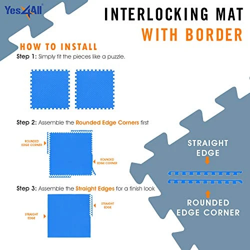 Interlocking Exercise Mat - Blue - 6pc 8 Interlocking Exercise Mat - Blue - 6pc - Image 6