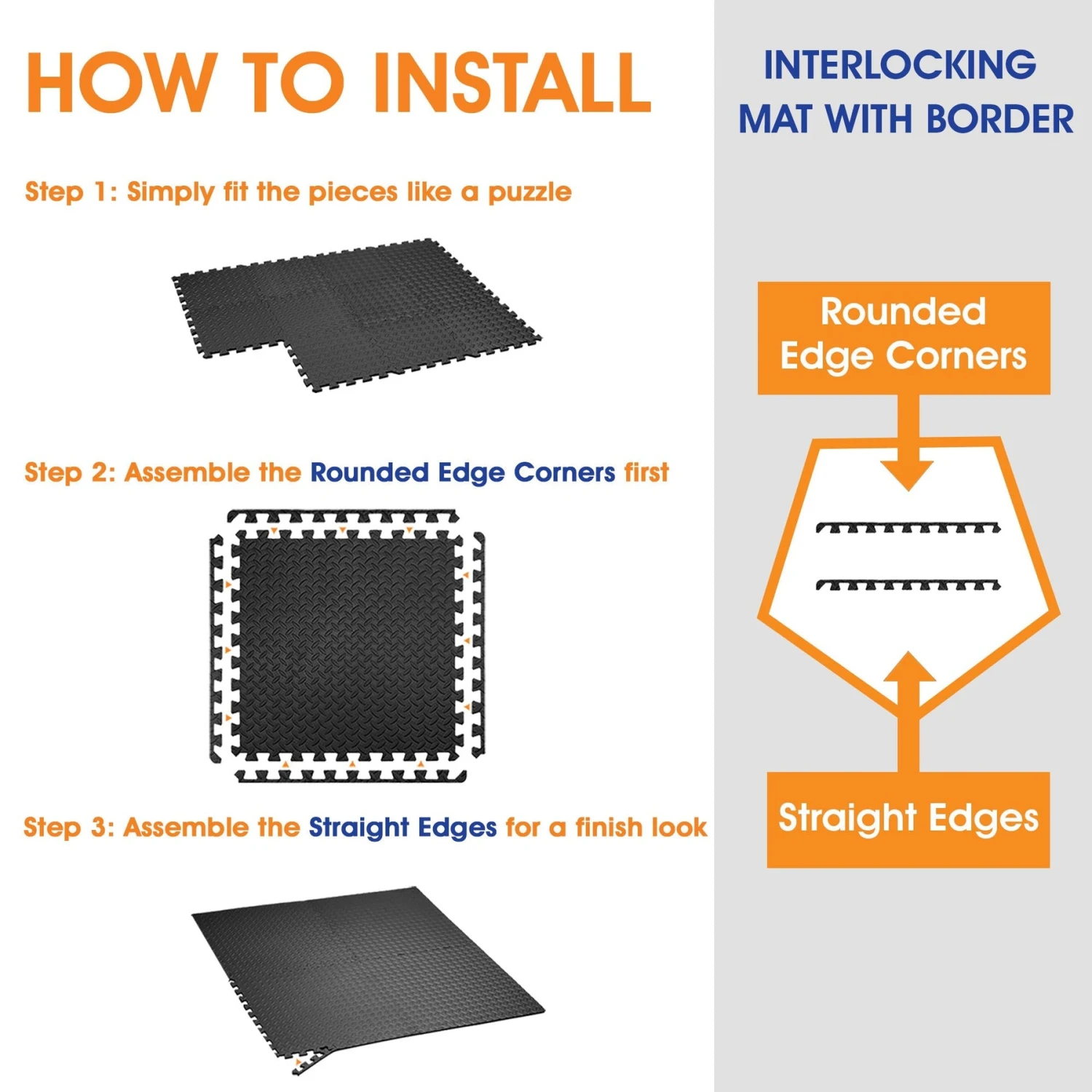 Yes4All Interlocking Foam Mats With Border - Cover 24 SQFT (6 Pcs, Black) 8 Yes4All Interlocking Foam Mats With Border - Cover 24 SQFT (6 Pcs, Black) - Image 6